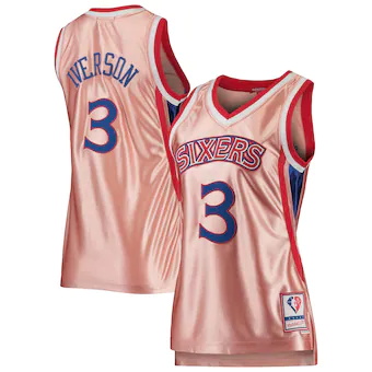 womens mitchell and ness allen iverson pink philadelphia 76-324